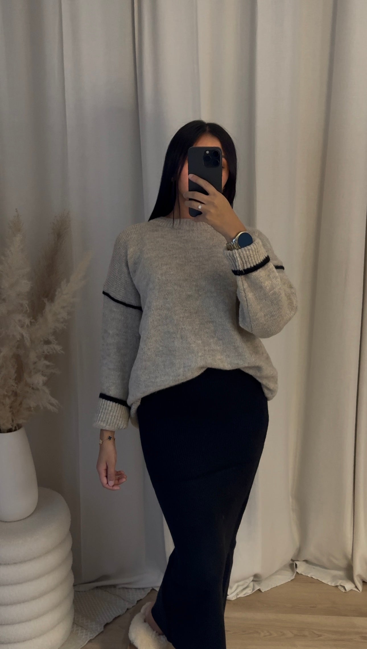 Pull en laine Taupe/Noir